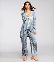 JOHNNY WAS Dolce Boho Print Long Sleeve Open-Front Flowy Kimono Jacket