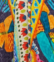 JOHNNY WAS Eva Floral Scarf Print Double V-Neck Sleeveless A-line Maxi Dress