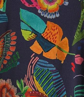 JOHNNY WAS Janie Favorite Farout Floral Scarf Print Bamboo Knit V-Neck 3/4 Sleeve Tee