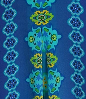 JOHNNY WAS Kahinu Silk Ornate Print V-Neck 3/4 Sleeve Maxi Caftan Dress
