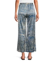 JOHNNY WAS Lauchlen Dolce Boho Print Stretch Silk Wide Leg Pull-On Pants