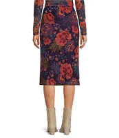 JOHNNY WAS Lizandrea Floral Print Mesh Knit Pencil Skirt