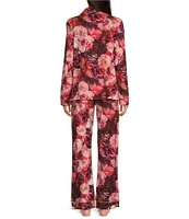 JOHNNY WAS Long Sleeve Notch Collar Knit Floral Print Pajama Set