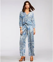 JOHNNY WAS Martijn Silk Printed Point Collar Long Sleeve Button Front Shirt