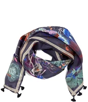 JOHNNY WAS Midnight Floral Print Silk Square Scarf