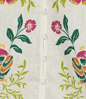 JOHNNY WAS Mixed Floral Printed Linen V-Neck Sleeveless Coordinaiting Tank