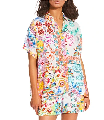 JOHNNY WAS Paula Camp Shirt Swim Cover Up