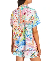 JOHNNY WAS Paula Camp Shirt Swim Cover Up