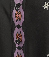 JOHNNY WAS Plus Size Placement Floral and Border Print Point Collar Long Sleeve Button Front Shirt