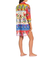 JOHNNY WAS Rumba Button Down Shirt Dress Swim Cover-Up