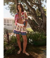 JOHNNY WAS Rumba Button Down Shirt Dress Swim Cover-Up