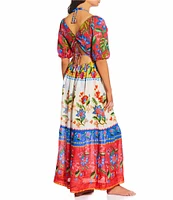 JOHNNY WAS Rumba V-Neck Back Cut-Out Maxi Dress Swim Cover Up