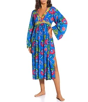 JOHNNY WAS Rumba Mix Flare Maxi Caftan Swim Cover Up