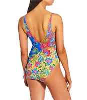 JOHNNY WAS Rumba Mix Wrap One Piece Swimsuit