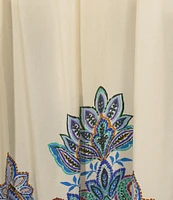 JOHNNY WAS Silk Printed Pleated Wide Leg Pull-On Pants