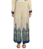 JOHNNY WAS Silk Printed Pleated Wide Leg Pull-On Pants