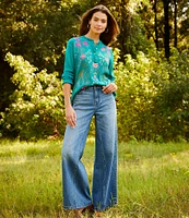 JOHNNY WAS Sisa Stretch Denim Wide Leg Jean