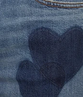 JOHNNY WAS Stretch Denim Heart Placement Print 5-Pocket Flare Leg Jeans