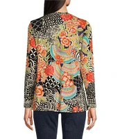 JOHNNY WAS Sunrise Favorite Patchwork Floral Geo Print Long Sleeve Tee Shirt