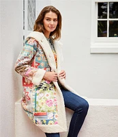 JOHNNY WAS Sunrise Favorite Patchwork Floral Geo Print Long Sleeve Tee Shirt