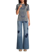JOHNNY WAS The Janie Favorite Boho Floral Print Bamboo Knit Crew Neck Short Sleeve Tee