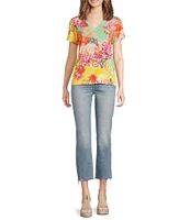 JOHNNY WAS The Janie Favorite Charlie Floral Print V-Neck Short Sleeve Knit Tee