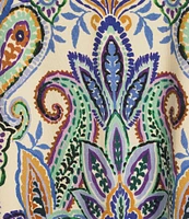 JOHNNY WAS The Janie Favorite Paisley Crew Neck Cap Sleeve Draped Tee
