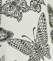 JOHNNY WAS The Janie Favorite Sydnee Butterfly Print Knit Crew Neck Short Sleeve Handkerchief Hem Dress