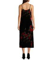 JOHNNY WAS Velvet Floral Scoop Neck Sleeveless Slip Dress