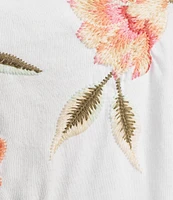 JOHNNY WAS Vienna Floral Embroidery Motif Long Kimono Sleeve Tee