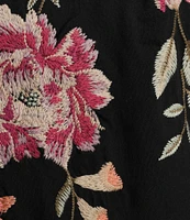 JOHNNY WAS Vienna Floral Embroidery Motif Long Kimono Sleeve Tee