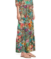 JOHNNY WAS Violetta Floral Print Tiered Coordinating Wide-Leg Pants