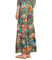 JOHNNY WAS Violetta Floral Print Tiered Coordinating Wide-Leg Pants