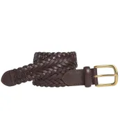 Johnston & Murphy Big Boys 18-30 Woven Brown Leather Belt