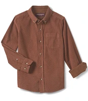 Johnston & Murphy Big Boys 8-20 Long Sleeve Overdyed Corduroy Print Shirt