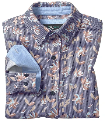 Johnston & Murphy Big Boys 8-20 Long Sleeve XC Flex® Birdseye Floral Print Woven Shirt