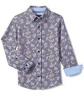 Johnston & Murphy Big Boys 8-20 Long Sleeve XC Flex® Birdseye Floral Print Woven Shirt