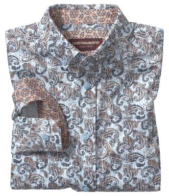 Johnston & Murphy Big Boys 8-20 Long Sleeves Paisley Print Shirt