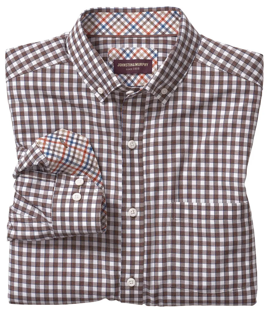 Johnston & Murphy Border Gingham Print Woven Shirt