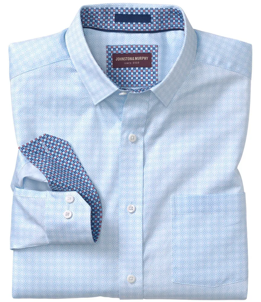 Johnston & Murphy Diamond Print Long Sleeve Woven Shirt