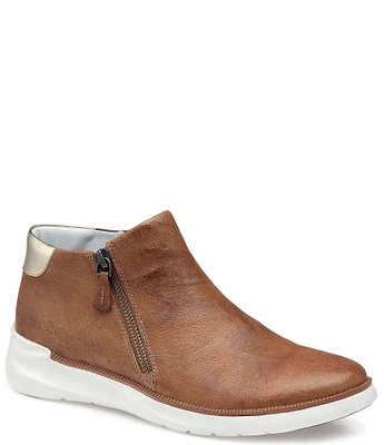 Johnston & Murphy Emery Leather Zip Sneaker Booties