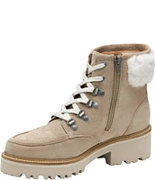 Johnston & Murphy Emma Quilted Suede Shearling Collar Hiker Booties