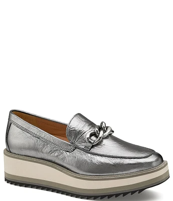 Johnston & Murphy Gracelyn Metallic Chain Platform Loafers