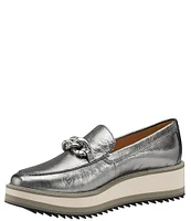 Johnston & Murphy Gracelyn Metallic Chain Platform Loafers