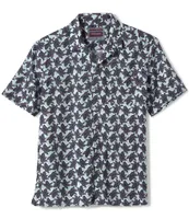 Johnston & Murphy Leaf Cluster Print Short Sleeve Woven Camp Shirt