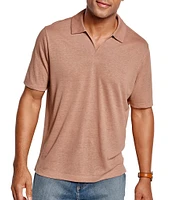 Johnston & Murphy Linen V-Neck Short Sleeve Polo Shirt