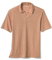 Johnston & Murphy Linen V-Neck Short Sleeve Polo Shirt