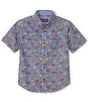 Johnston & Murphy Little /Big Boys 4-16 Short Sleeve Bicycle Printed Button Front Shirt