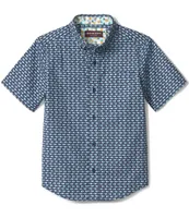Johnston & Murphy Little/Big Boys 4-16 Fish Print Short Sleeve Shirt