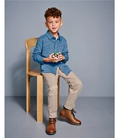 Johnston & Murphy Little/Big Boys 4-16 Long Sleeve Denim Look XC Flex Button Down Shirt